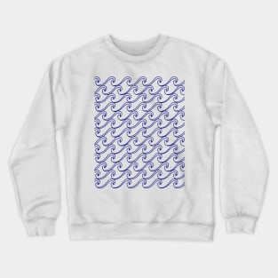 Rough Sea Pattern - blue on white Crewneck Sweatshirt